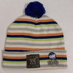AKOO striped Pom Pom BEANIE FOR MEN NWOT